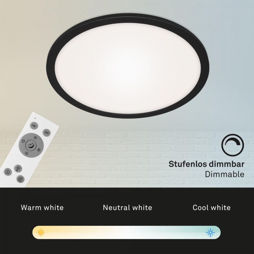 Briloner 7168-015 - LED Dimbar taklampa PIATTO LED/22W/230V 3000-6500K diameter 40 cm svart + fjärrkontroll