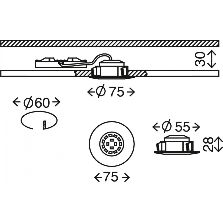 Briloner 7231-019 - Infälld dimbar LED badrumsbelysning LED/5,5W/230V IP44
