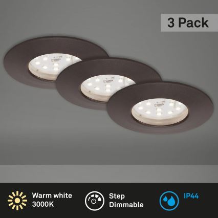 Briloner 7295-031 - KIT 3x Infälld dimbar LED badrumsbelysning ATTACH LED/6,5W/230V IP44