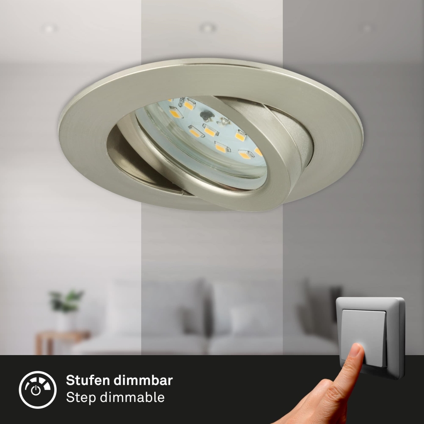 Briloner 7296-012 - Infälld dimbar LED badrumsbelysning ATTACH LED/6,5W/230V IP23 matt krom