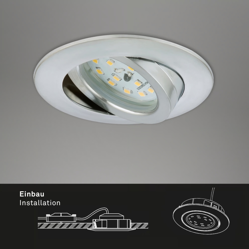 Briloner 7296-039 - SET 3x dimbara LED-infällda takarmaturer för badrum LED/6,5W/230V 3000K IP23 matt krom