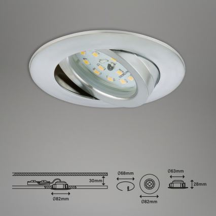 Briloner 7296-039 - SET 3x dimbara LED-infällda takarmaturer för badrum LED/6,5W/230V 3000K IP23 matt krom