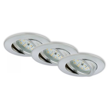 Briloner 7296-039 - Set om 3 dimbara infällda badrumsarmaturer 1xLED/6,5W/230V 3000K IP23 mattkrom