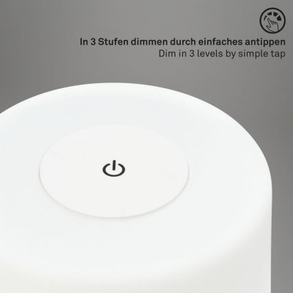 Briloner 7420016 - LED Ljusreglerad uppladdningsbar beröring utomhus bordslampa LED/4W/5V IP44 3000K vit