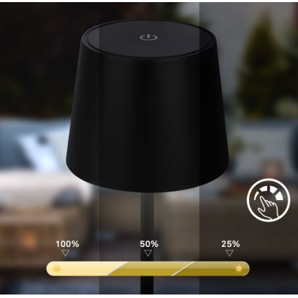 Briloner 7423015 - LED Dimbart uppladdningsbart utomhusbordslampa LED/2,6W/5V IP44 2000 mAh svart