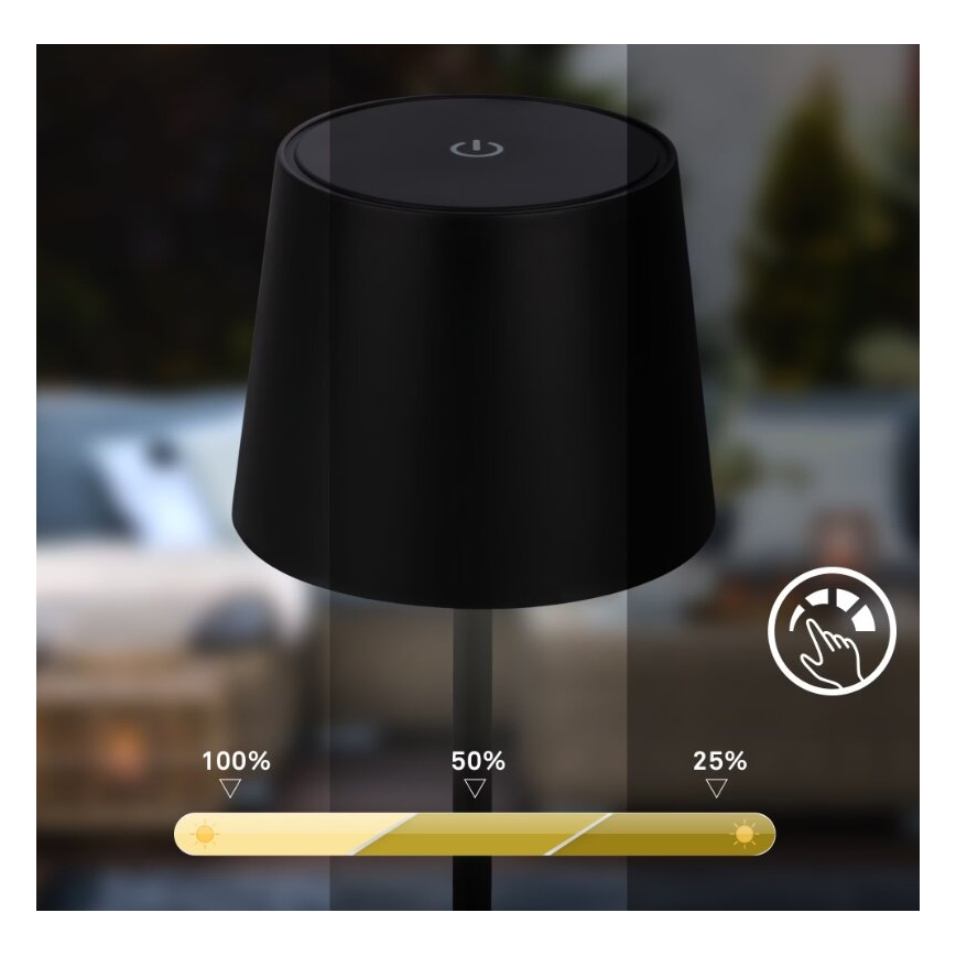 Briloner 7423015 - LED Dimbart uppladdningsbart utomhusbordslampa LED/2,6W/5V IP44 2000 mAh svart