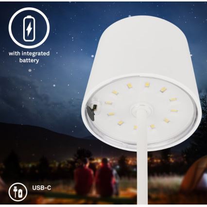Briloner 7423016 - LED Dimbart uppladdningsbart utomhusbordslampa LED/2,6W/5V 2000mAh IP44 vit