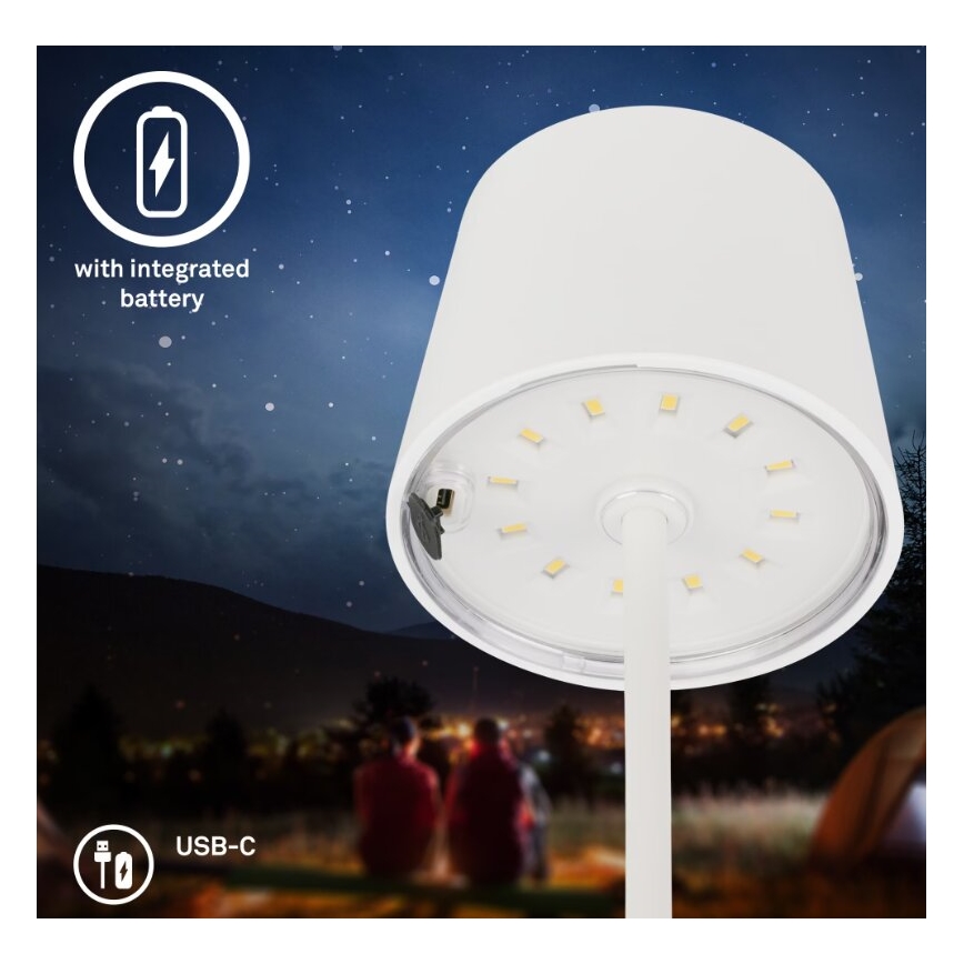 Briloner 7423016 - LED Dimbart uppladdningsbart utomhusbordslampa LED/2,6W/5V 2000mAh IP44 vit