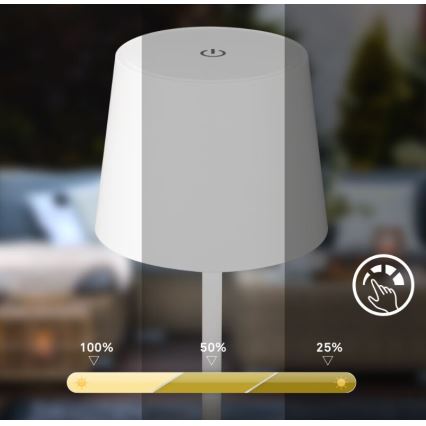 Briloner 7423016 - LED Dimbart uppladdningsbart utomhusbordslampa LED/2,6W/5V 2000mAh IP44 vit