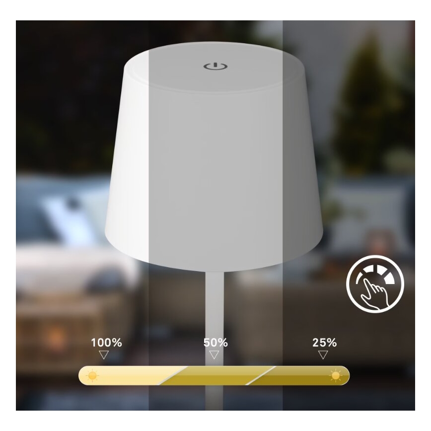 Briloner 7423016 - LED Dimbart uppladdningsbart utomhusbordslampa LED/2,6W/5V 2000mAh IP44 vit