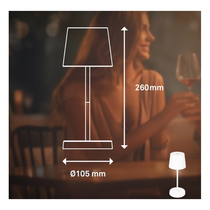 Briloner 7423016 - LED Dimbart uppladdningsbart utomhusbordslampa LED/2,6W/5V 2000mAh IP44 vit