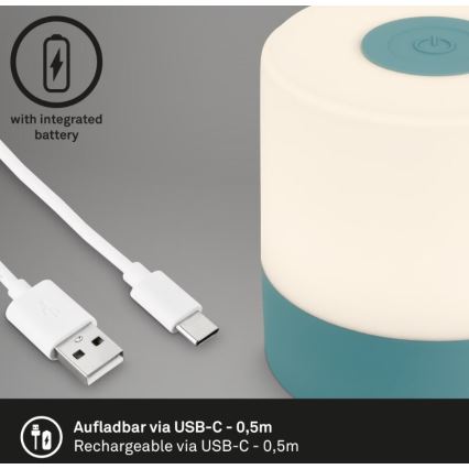 Briloner 7461010 - LED dimbar uppladdningsbar utomhusbordslampa LED/2W/5V IP44 1200 mAh blå