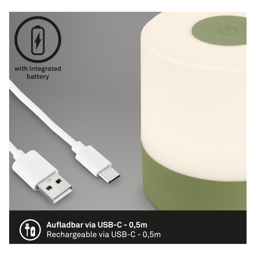 Briloner 7461019 - LED dimbar uppladdningsbar utomhusbordslampa LED/2W/5V IP44 1200 mAh grön