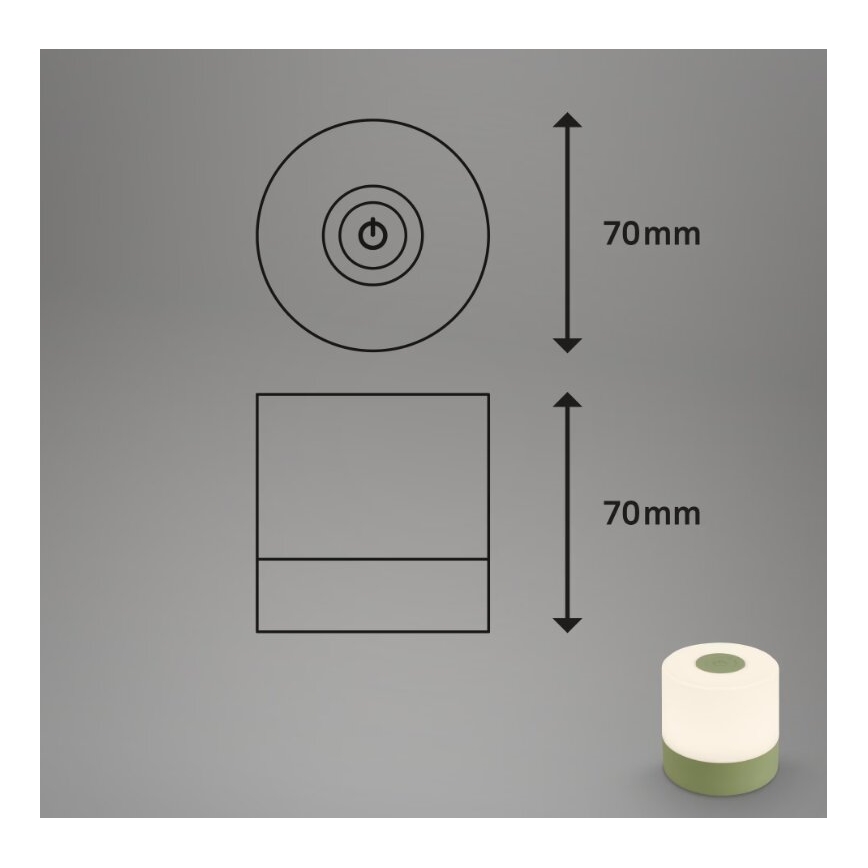 Briloner 7461019 - LED dimbar uppladdningsbar utomhusbordslampa LED/2W/5V IP44 1200 mAh grön