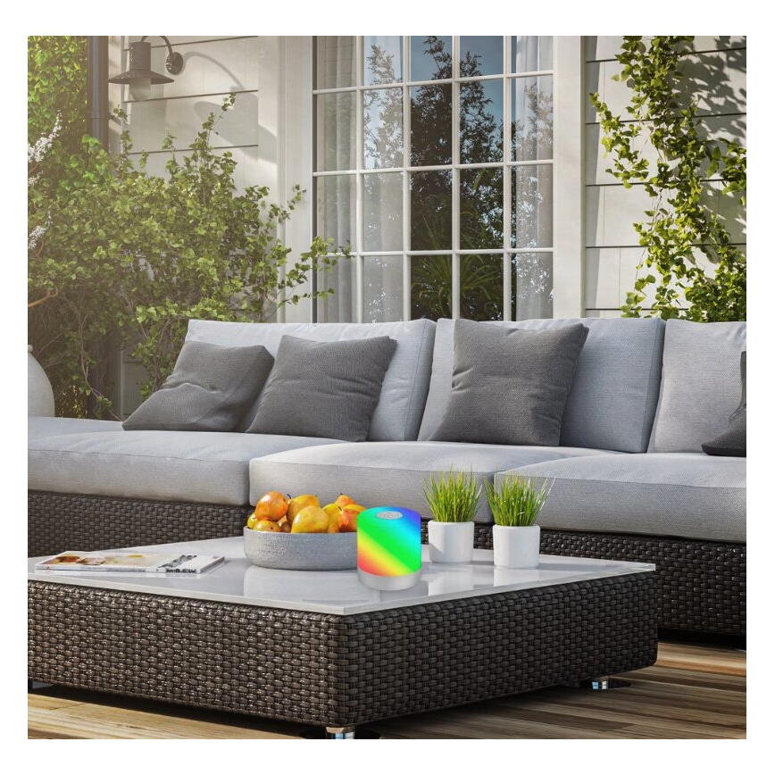 Briloner 7462014 - LED RGB uppladdningsbar utomhusbordslampa LED/1,5W/5V IP44 1200 mAh matt krom