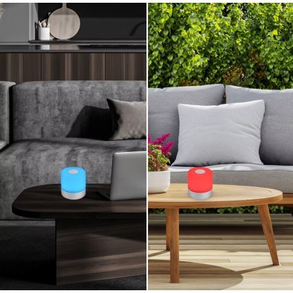 Briloner 7462014 - LED RGB uppladdningsbar utomhusbordslampa LED/1,5W/5V IP44 1200 mAh matt krom