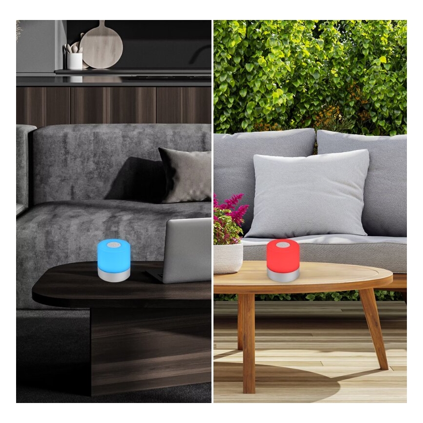 Briloner 7462014 - LED RGB uppladdningsbar utomhusbordslampa LED/1,5W/5V IP44 1200 mAh matt krom