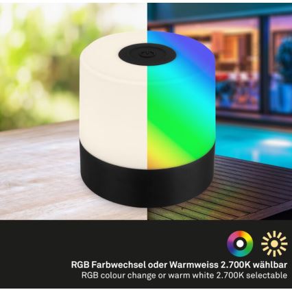 Briloner 7462015 - LED RGB uppladdningsbar utomhusbordslampa LED/1,5W/5V IP44 1200 mAh svart