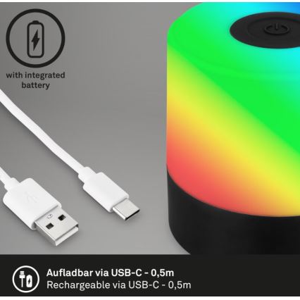 Briloner 7462015 - LED RGB uppladdningsbar utomhusbordslampa LED/1,5W/5V IP44 1200 mAh svart
