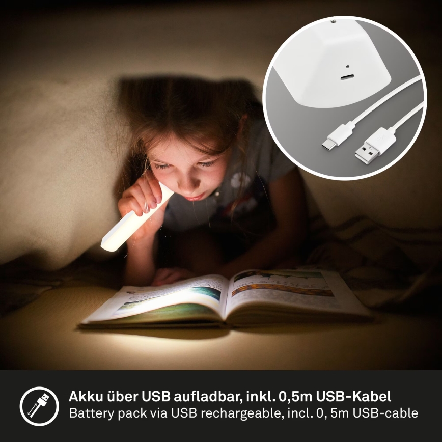 Briloner 7474-016 - LED dimbar touchladdningsbar utomhusbordslampa 2-i-1 LED/7W/5V 2x2200 mAh USB 3000K IP44 vit