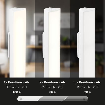 Briloner 7474-016 - LED dimbar touchladdningsbar utomhusbordslampa 2-i-1 LED/7W/5V 2x2200 mAh USB 3000K IP44 vit