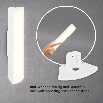 Briloner 7474-016 - LED dimbar touchladdningsbar utomhusbordslampa 2-i-1 LED/7W/5V 2x2200 mAh USB 3000K IP44 vit