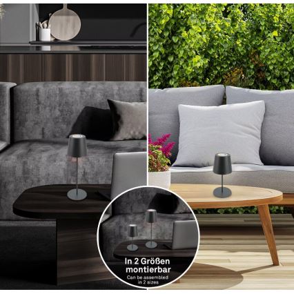 Briloner 7507015 - LED RGB Dimbart uppladdningsbart utomhusbordslampa 2-i-1 LED/2,5W/5V IP44 antracit