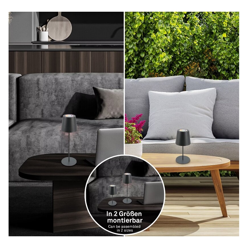 Briloner 7507015 - LED RGB Dimbart uppladdningsbart utomhusbordslampa 2-i-1 LED/2,5W/5V IP44 antracit