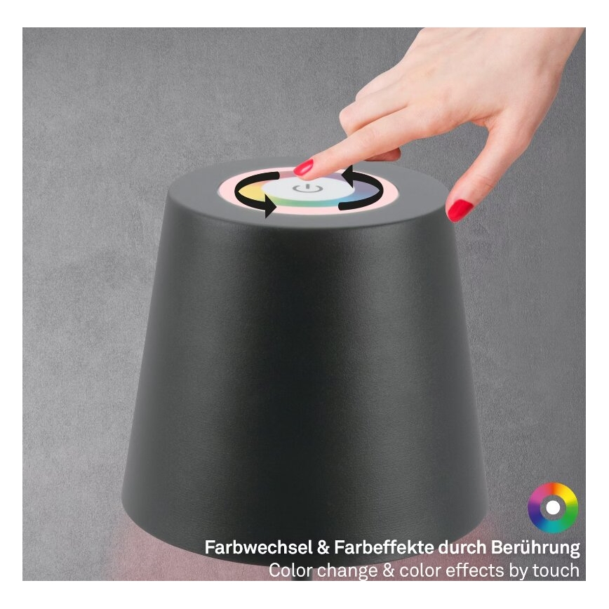 Briloner 7507015 - LED RGB Dimbart uppladdningsbart utomhusbordslampa 2-i-1 LED/2,5W/5V IP44 antracit