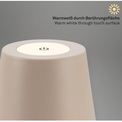 Briloner 7508011 - Dimmbar uppladdningsbar utomhusbordslampa 2 i 1 LED/2,5W/5V IP44 1200 mAh beige