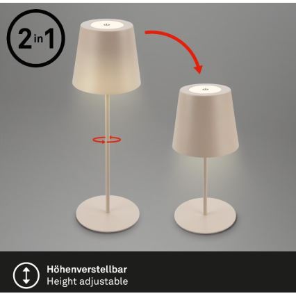 Briloner 7508011 - LED dimbar uppladdningsbar utomhusbordslampa 2-i-1 LED/2,5W/5V IP44 beige