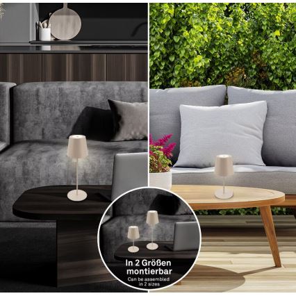 Briloner 7508011 - LED dimbar uppladdningsbar utomhusbordslampa 2-i-1 LED/2,5W/5V IP44 beige