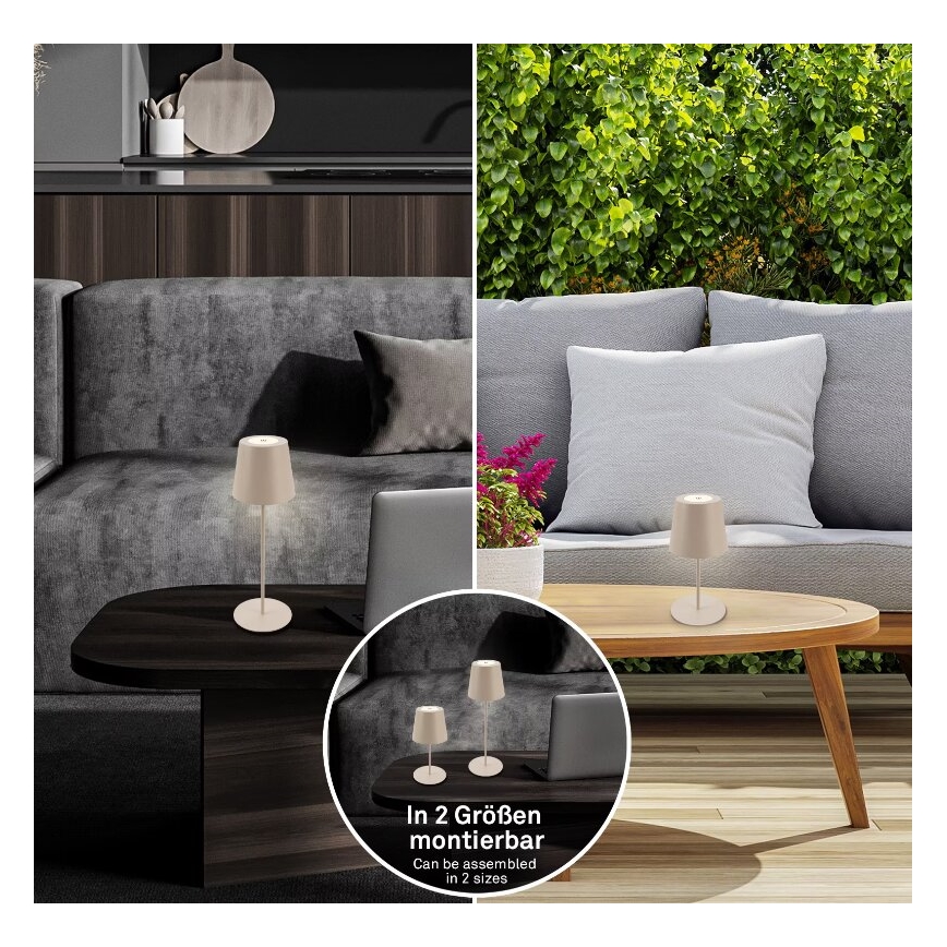 Briloner 7508011 - LED dimbar uppladdningsbar utomhusbordslampa 2-i-1 LED/2,5W/5V IP44 beige