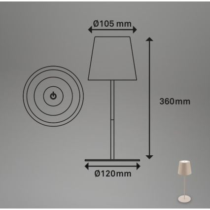 Briloner 7508011 - LED dimbar uppladdningsbar utomhusbordslampa 2-i-1 LED/2,5W/5V IP44 beige