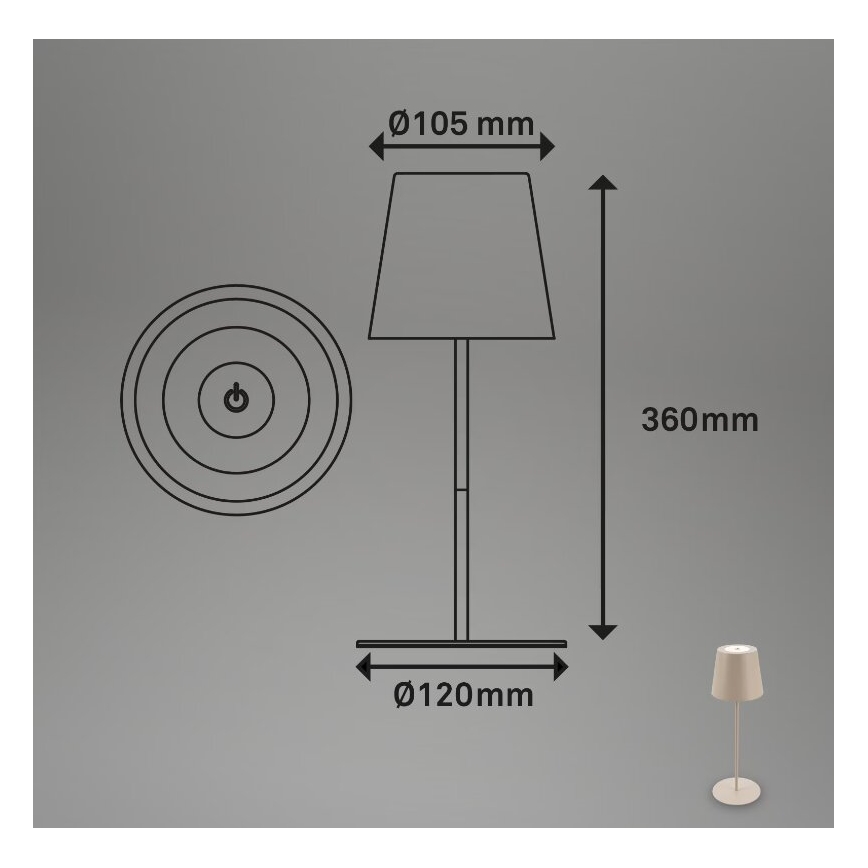 Briloner 7508011 - LED dimbar uppladdningsbar utomhusbordslampa 2-i-1 LED/2,5W/5V IP44 beige