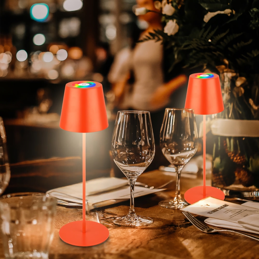 Briloner 7510012 - LED RGBW med dimmer, uppladdningsbar utomhusbordslampa CALIDA LED/2,5W/5V IP44 1200 mAh orange