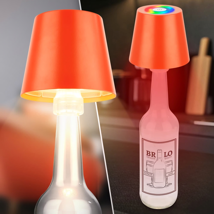 Briloner 7510012 - LED RGBW med dimmer, uppladdningsbar utomhusbordslampa CALIDA LED/2,5W/5V IP44 1200 mAh orange