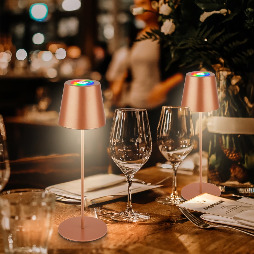 Briloner 7510013 - Dimmbar uppladdningsbar LED RGBW-utomhusbordslampa CALIDA LED/2,5W/5V IP44 1200 mAh bronsfärgad