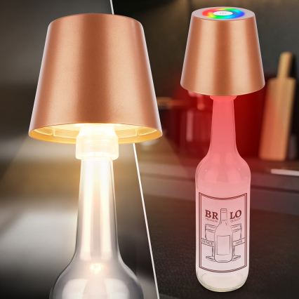 Briloner 7510013 - Dimmbar uppladdningsbar LED RGBW-utomhusbordslampa CALIDA LED/2,5W/5V IP44 1200 mAh bronsfärgad