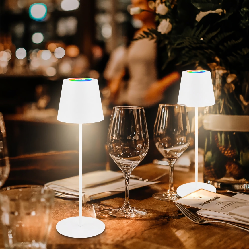 Briloner 7510016 - LED RGBW Dimbar uppladdningsbar utomhusbordslampa CALIDA LED/2,5W/5V IP44 1200 mAh vit