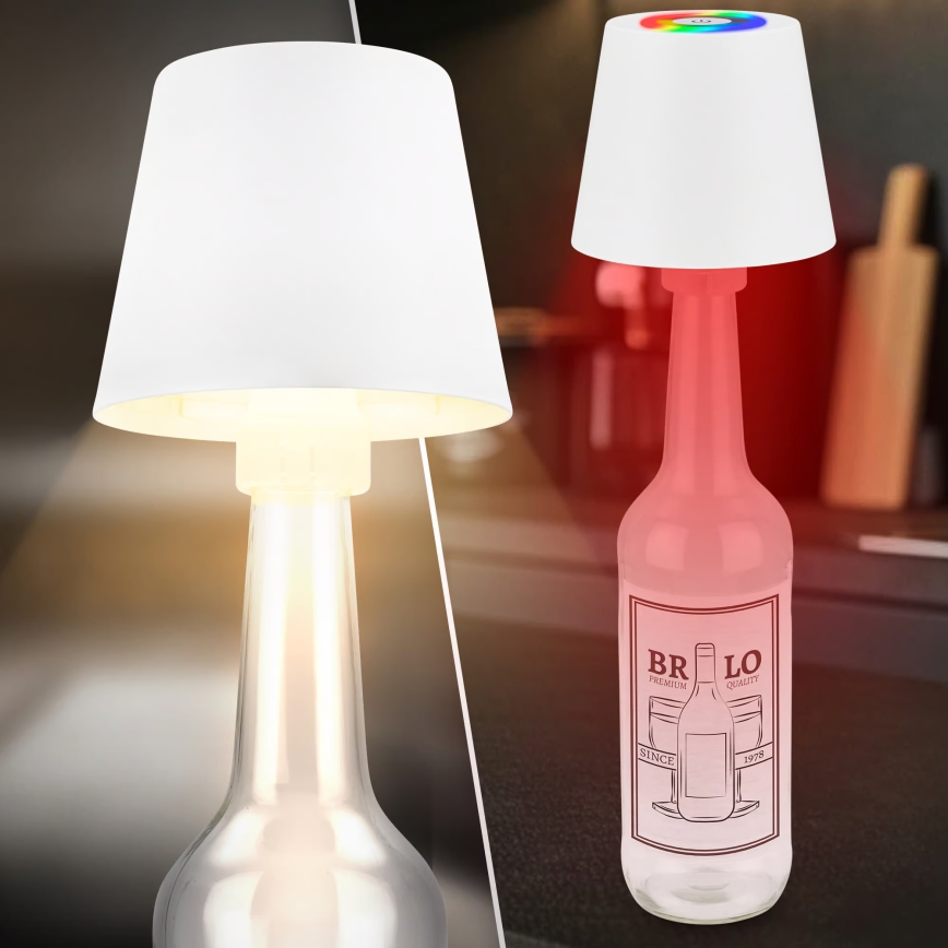 Briloner 7510016 - LED RGBW Dimbar uppladdningsbar utomhusbordslampa CALIDA LED/2,5W/5V IP44 1200 mAh vit