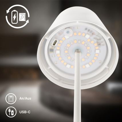 Briloner 7510016 - LED RGBW Dimbar uppladdningsbar utomhusbordslampa CALIDA LED/2,5W/5V IP44 1200 mAh vit