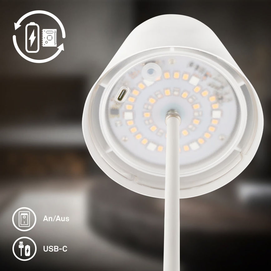 Briloner 7510016 - LED RGBW Dimbar uppladdningsbar utomhusbordslampa CALIDA LED/2,5W/5V IP44 1200 mAh vit