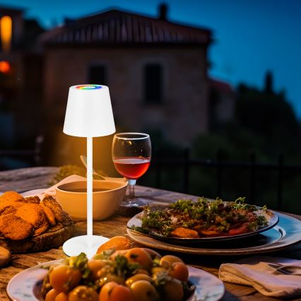 Briloner 7517016 - LED RGBW dimbar uppladdningsbar utomhusbordslampa CILANO LED/3W/5V IP44 2000 mAh vit