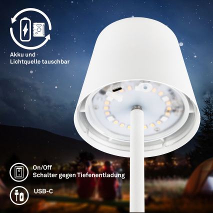 Briloner 7517016 - LED RGBW dimbar uppladdningsbar utomhusbordslampa CILANO LED/3W/5V IP44 2000 mAh vit