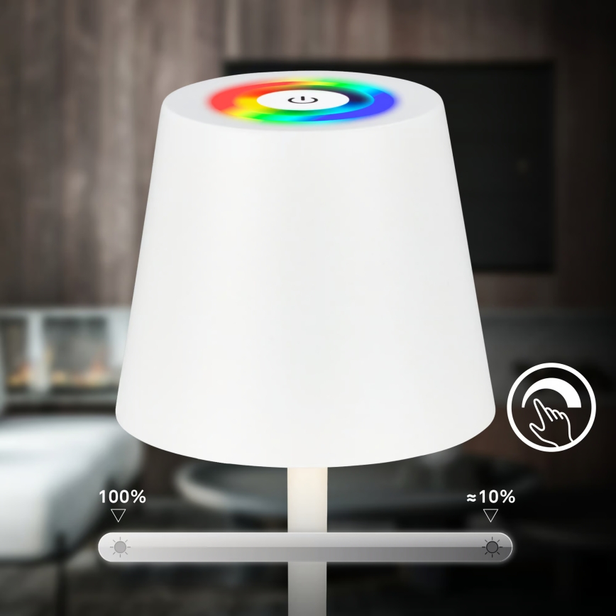 Briloner 7517016 - LED RGBW dimbar uppladdningsbar utomhusbordslampa CILANO LED/3W/5V IP44 2000 mAh vit