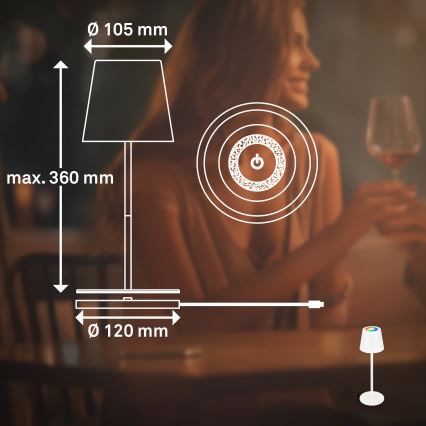 Briloner 7517016 - LED RGBW dimbar uppladdningsbar utomhusbordslampa CILANO LED/3W/5V IP44 2000 mAh vit