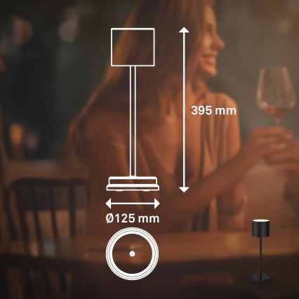 Briloner 7521015 - LED dimbar utomhus uppladdningsbar bordslampa SIGO LED/2,5W/5V IP44 2600 mAh svart