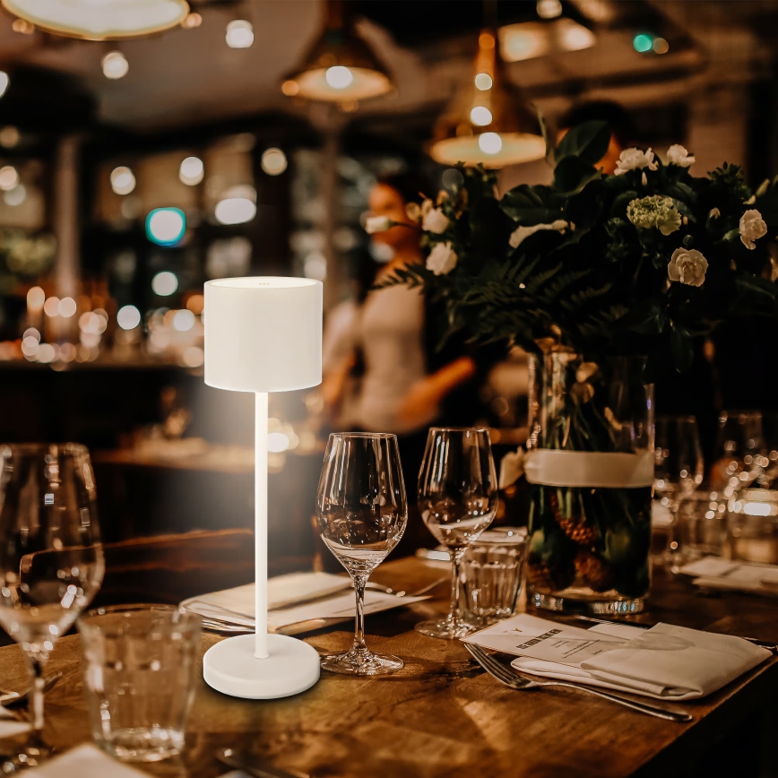 Briloner 7521016 - LED dimbar uppladdningsbar utomhusbordslampa SIGO LED/2,5W/5V IP44 2600 mAh vit