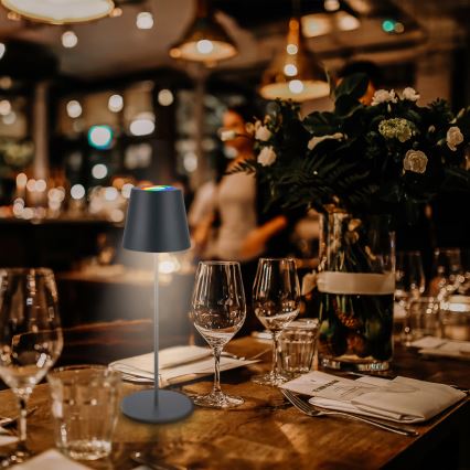 Briloner 7559015 - LED RGB dimbar uppladdningsbar utomhusbordslampa COLORIS LED/3,5W/5V IP44 2000 mAh antracit Wi-Fi Tuya